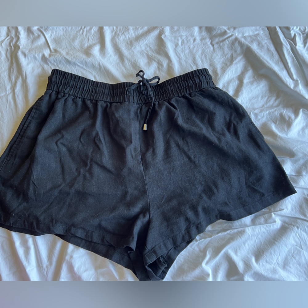 Zara Black Linen Boxer Shorts Size XL